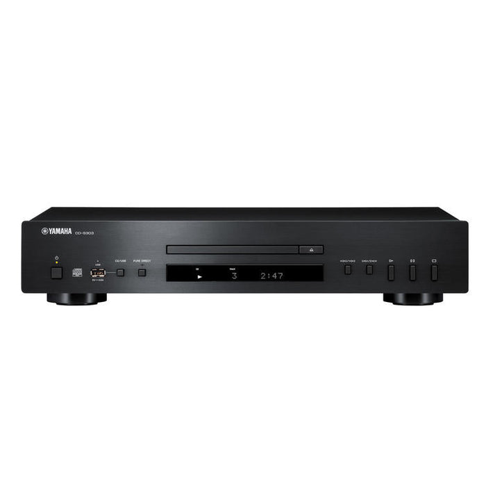 Yamaha CD-S303 | Lecteur CD - Haute qualité - Prise USB - Pure Direct - Intelligent Digital Servo - Noir - Vue devant | Sonxplus Drummondville