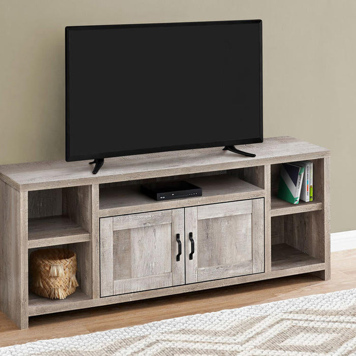 Monarch Specialties I 2742 | Meuble TV - 60" - Imitation bois - Taupe-Sonxplus Drummondville