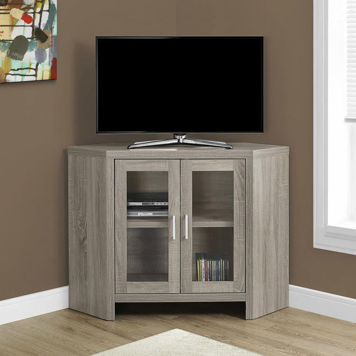 Monarch Specialties I 2701 | Meuble TV - 42" - En coin - Portes vitrés - Taupe Foncé-Sonxplus Drummondville