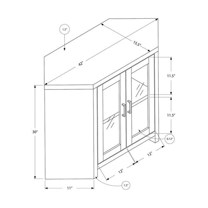 Monarch Specialties I 2701 | Meuble TV - 42" - En coin - Portes vitrés - Taupe Foncé-Sonxplus Drummondville