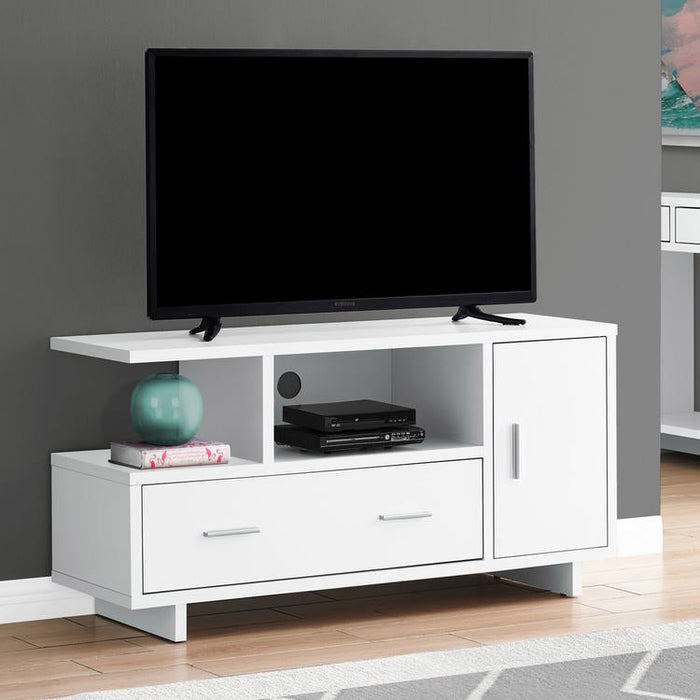 Monarch Specialties I 2800 | Meuble TV - 48" - Avec rangement - Blanc-Sonxplus Drummondville