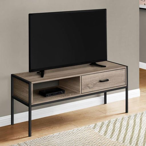 Monarch Specialties I 2876 | Meuble TV - 48" - Métal noir - Taupe foncé-Sonxplus Drummondville