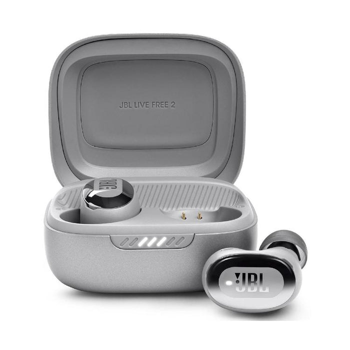 JBL Live Free 2 | Écouteurs intra-auriculaires - 100% Sans fil - Bluetooth - Smart Ambient - Microphones - Argent-Sonxplus Drummondville