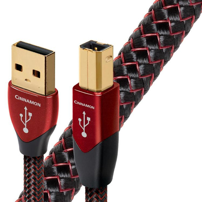 Audioquest Cinnamon | Câble USB A vers USB B - Version USB 2.0 - Conducteur en Argent massif à 1,25% - 1.5 Mètres-Sonxplus Drummondville