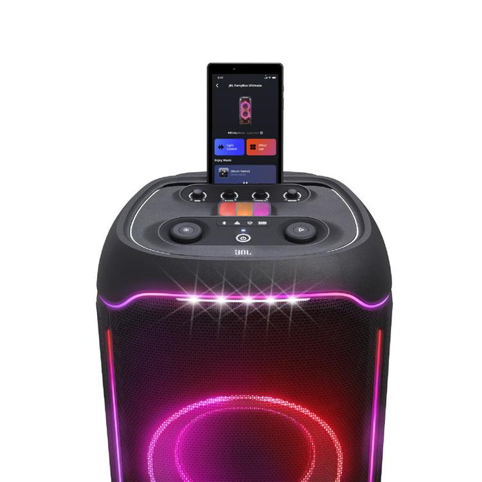 JBL PartyBox Ultimate | Haut-parleur portatif - Jeu de lumière - WiFi 6 - Bluetooth 5.3 - Noir-Sonxplus Drummondville