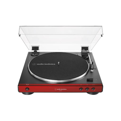 Audio Technica AT-LP60X-RD | Table tournante Stéréo - Entraînement par courroie - Entièrement automatique - Rouge-Sonxplus Drummondville