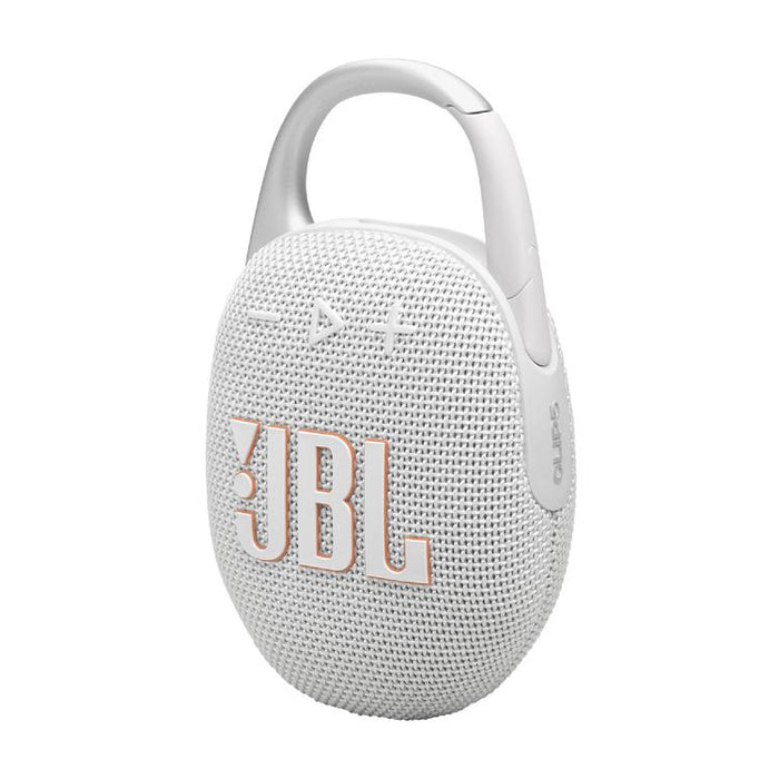 JBL Clip 5 | Haut-parleur à mousqueton portable - Bluetooth - IP67 - Blanc-Sonxplus Drummondville