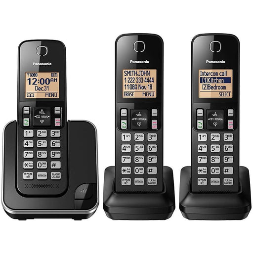 Panasonic KX-TGC383B | Téléphone sans fil - 3 combinés - Noir-Sonxplus Drummondville 