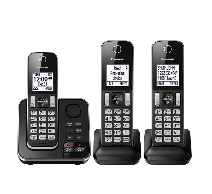 Panasonic KX-TGD393B | Téléphone sans fil - 3 combinés - Répondeur - Noir-Sonxplus Drummondville