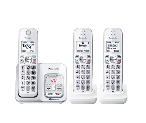 Panasonic KX-TGD593W | Téléphone sans fil - 3 combinés - Liaison cellulaire - Répondeur - Bluetooth - Blanc-Sonxplus Drummondville