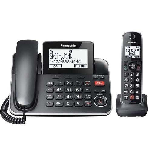 Panasonic KXTGF870B | Combo téléphone sans fil - 1 combiné fixe et 1 combinés sans fil - Répondeur - Noir-Sonxplus Drummondville