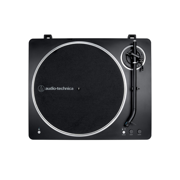 Audio-Technica AT-LP70XBTBS | Table tournante Stéréo - Sans fil - Bluetooth - Entraînement par courroie - Entièrement automatique - Noir/Argent | 03 | Sonxplus Drummondville